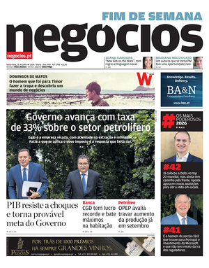 Capa de Jornal de Negócios de hoje - Jornal economia