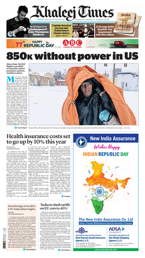 Prima pagina Khaleej Times di oggi - Quotidiano estero