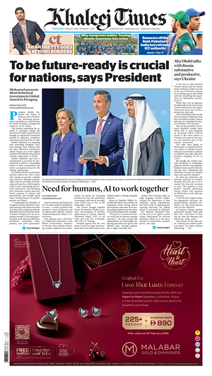 Prima pagina Khaleej Times di oggi - Quotidiano estero