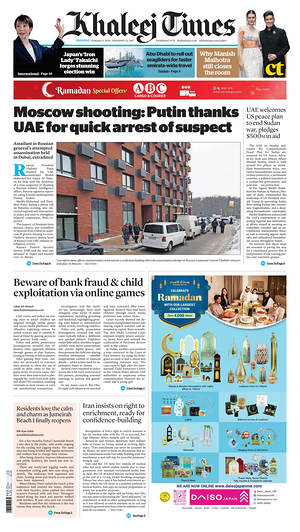 Prima pagina Khaleej Times di oggi - Quotidiano estero