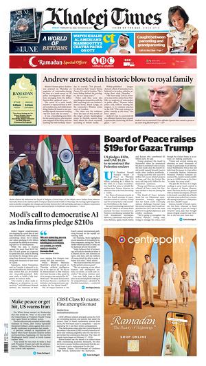 Prima pagina Khaleej Times di oggi - Quotidiano estero