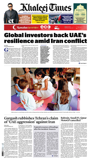 Prima pagina Khaleej Times di oggi - Quotidiano estero
