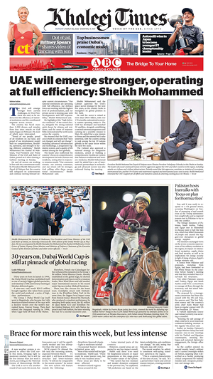 Prima pagina Khaleej Times di oggi - Quotidiano estero