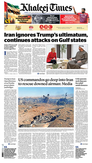 Khaleej Times prima pagina