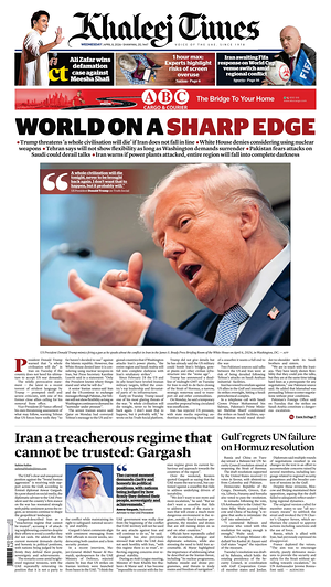Prima pagina Khaleej Times di oggi - Quotidiano estero
