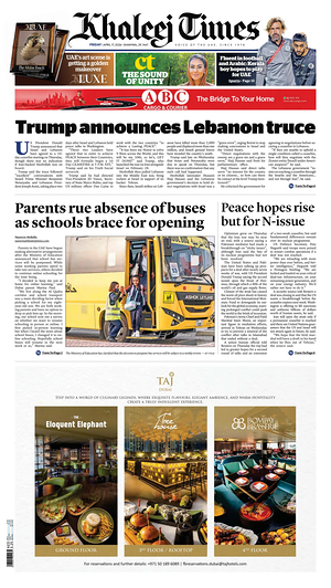 Prima pagina Khaleej Times di oggi - Quotidiano estero