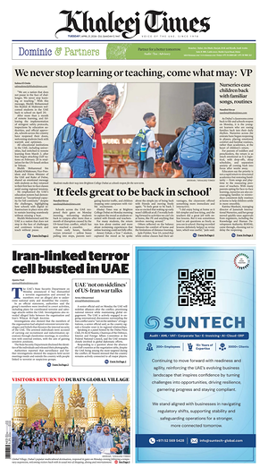 Prima pagina Khaleej Times di oggi - Quotidiano estero