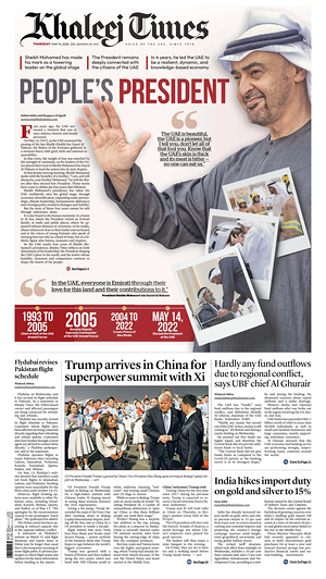 Prima pagina Khaleej Times di oggi - Quotidiano estero
