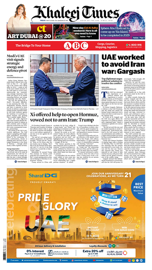 Prima pagina Khaleej Times di oggi - Quotidiano estero