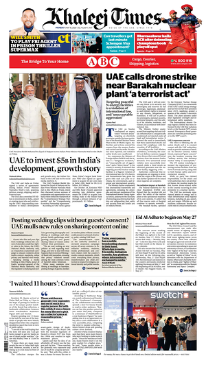 Prima pagina Khaleej Times di oggi - Quotidiano estero