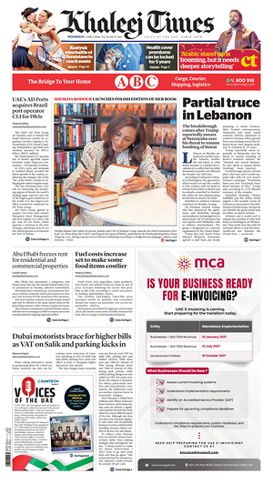 Prima pagina Khaleej Times di oggi - Quotidiano estero
