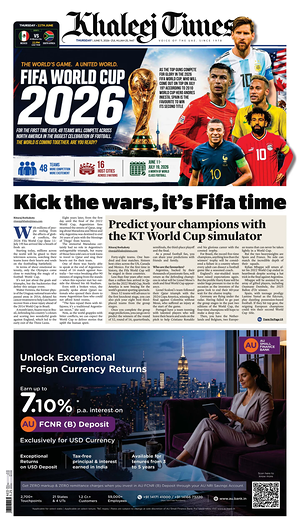Prima pagina Khaleej Times di oggi - Quotidiano estero