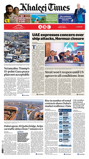 Prima pagina Khaleej Times di oggi - Quotidiano estero
