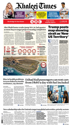 Prima pagina Khaleej Times di oggi - Quotidiano estero