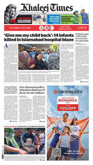 Prima pagina Khaleej Times di oggi - Quotidiano estero