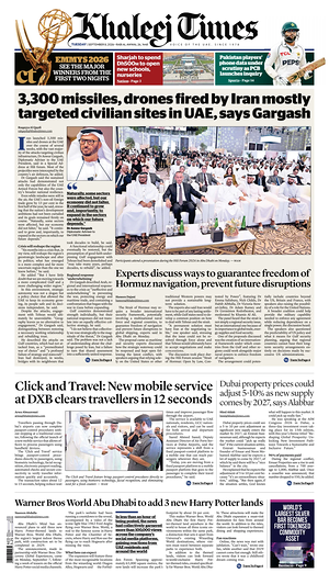 Prima pagina Khaleej Times di oggi - Quotidiano estero