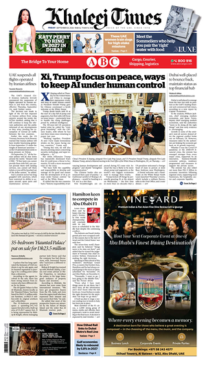 Prima pagina Khaleej Times di oggi - Quotidiano estero