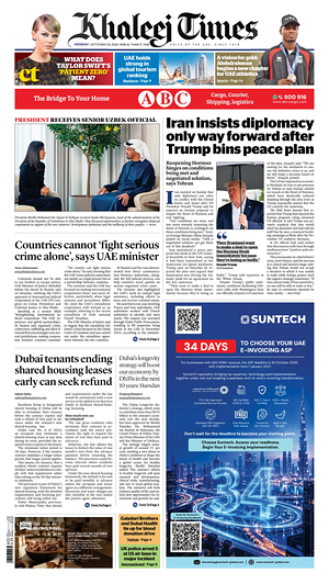 Prima pagina Khaleej Times di oggi - Quotidiano estero
