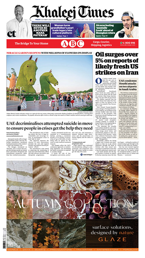 Prima pagina Khaleej Times di oggi - Quotidiano estero
