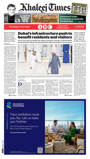 Prima pagina Khaleej Times di oggi - Quotidiano estero
