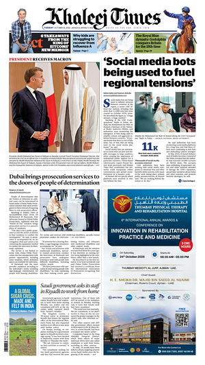 Prima pagina Khaleej Times di oggi - Quotidiano estero