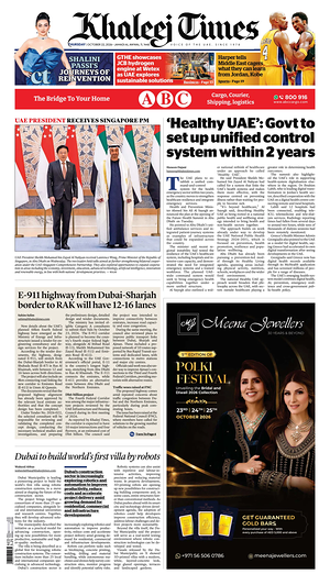 Prima pagina Khaleej Times di oggi - Quotidiano estero