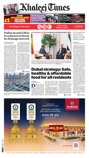 Prima pagina Khaleej Times di oggi - Quotidiano estero