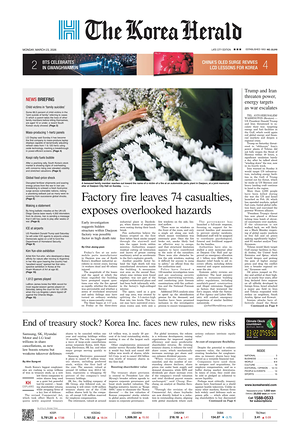 Prima pagina The Korea Herald di oggi - Quotidiano finanza