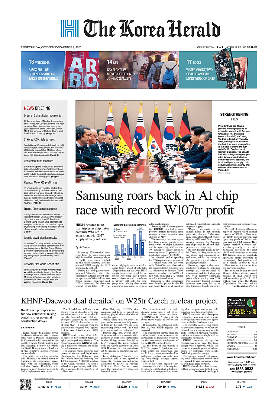 Portada The Korea Herald de hoy - Quiosco 30 octubre 2026