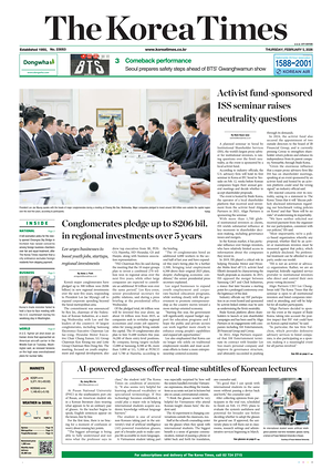 Prima pagina The Korea Times di oggi - Quotidiano estero