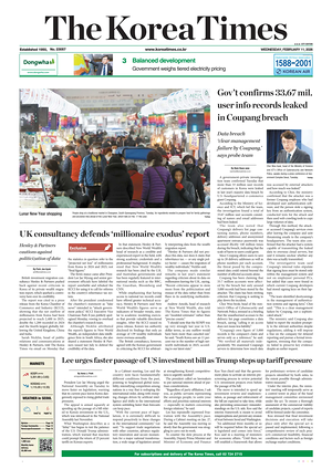 Prima pagina The Korea Times di oggi - Quotidiano estero