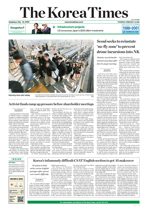 Prima pagina The Korea Times di oggi - Quotidiano estero