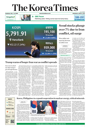 Prima pagina The Korea Times di oggi - Quotidiano estero