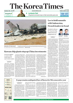 Prima pagina The Korea Times di oggi - Quotidiano estero
