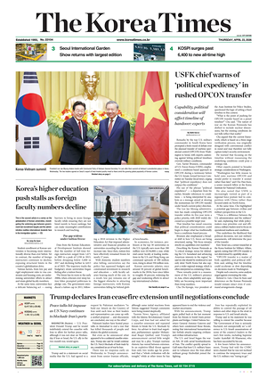 Prima pagina The Korea Times di oggi - Quotidiano estero