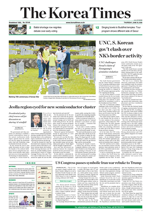 Prima pagina The Korea Times di oggi - Quotidiano estero