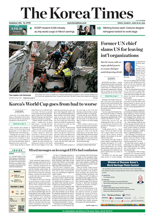 Prima pagina The Korea Times di oggi - Quotidiano estero