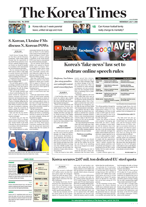 Prima pagina The Korea Times di oggi - Quotidiano estero