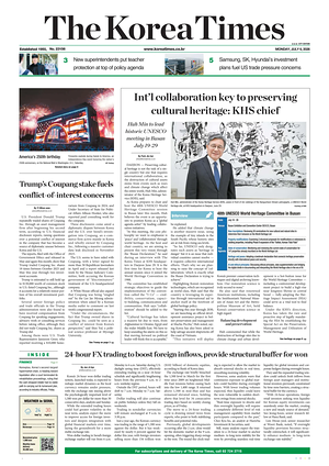 Prima pagina The Korea Times di oggi - Quotidiano estero