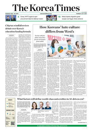 Prima pagina The Korea Times di oggi - Quotidiano estero