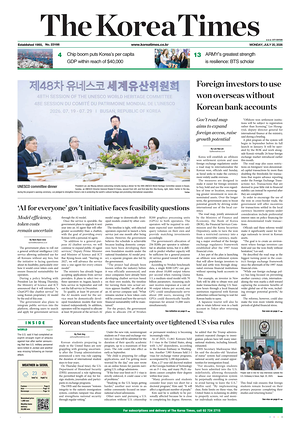 Prima pagina The Korea Times di oggi - Quotidiano estero
