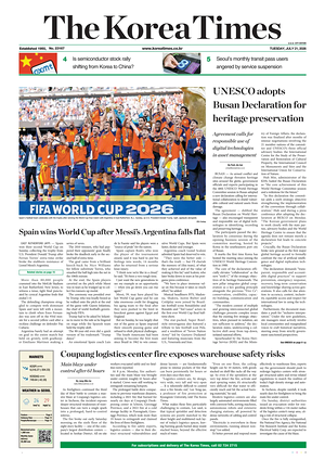 Prima pagina The Korea Times di oggi - Quotidiano estero