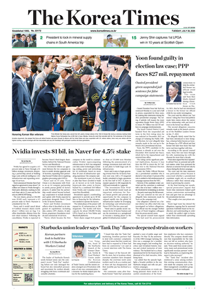 Prima pagina The Korea Times di oggi - Quotidiano estero