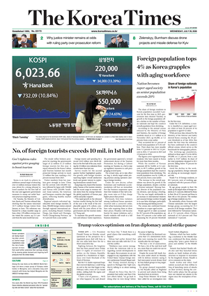 Prima pagina The Korea Times di oggi - Quotidiano estero
