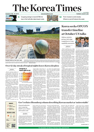 Prima pagina The Korea Times di oggi - Quotidiano estero