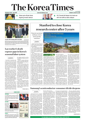Prima pagina The Korea Times di oggi - Quotidiano estero