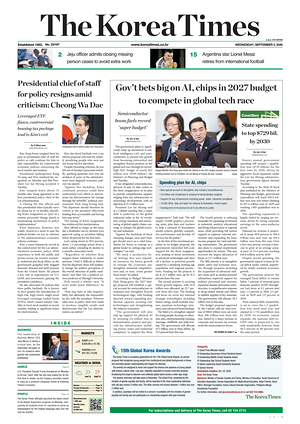 Prima pagina The Korea Times di oggi - Quotidiano estero