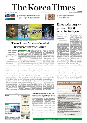 Prima pagina The Korea Times di oggi - Quotidiano estero