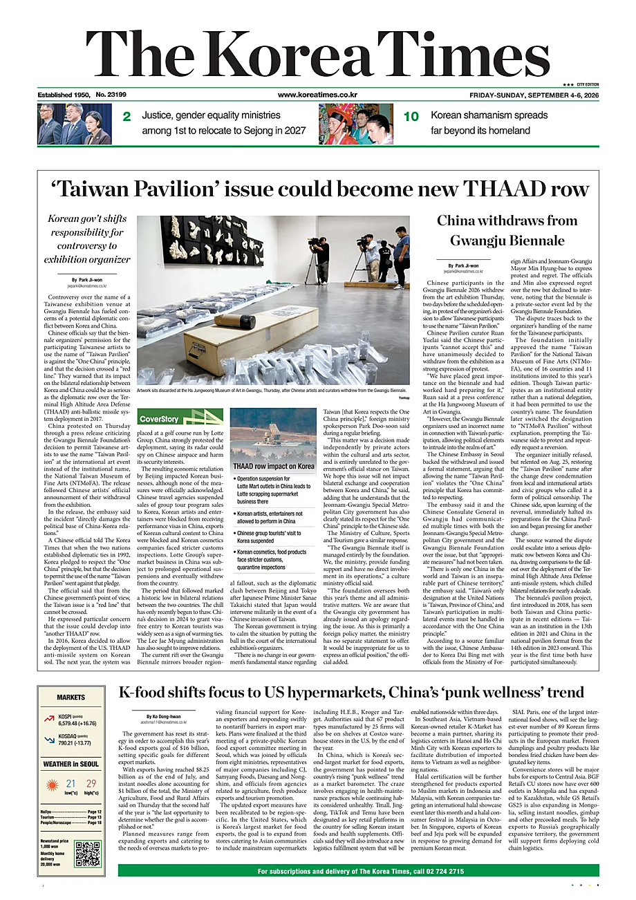 Prima pagina The Korea Times di oggi - Edicola 4 Settembre 2026