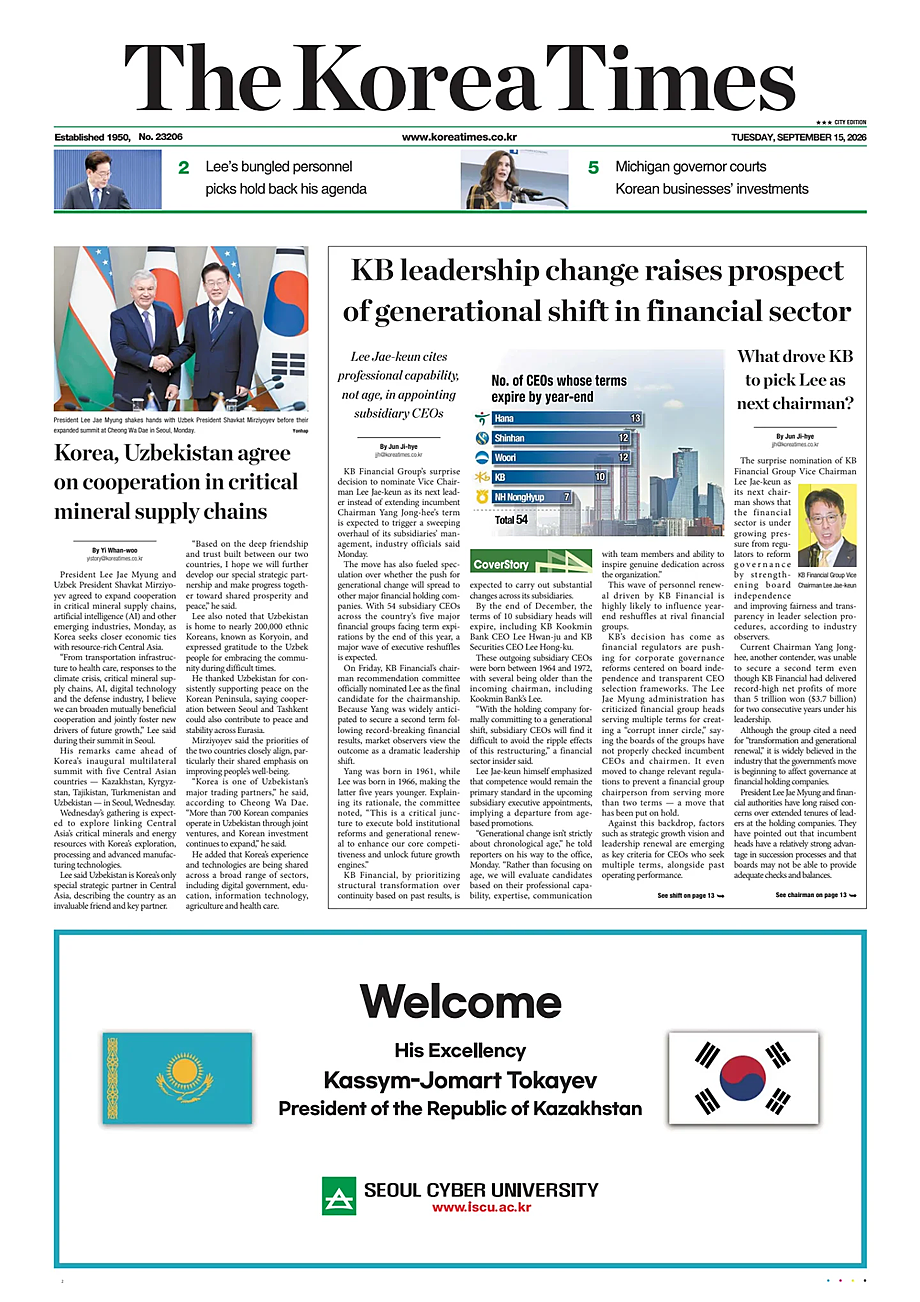 Portada The Korea Times de hoy - Quiosco 15 septiembre 2026